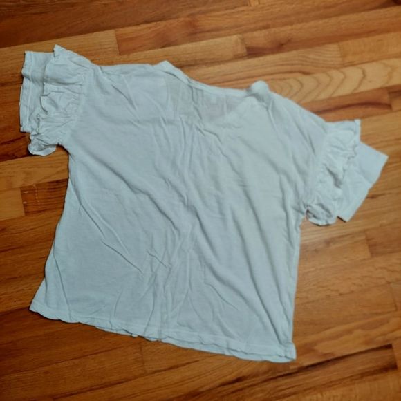 Sundry White Ruffle Sleeve Burnout Teeshirt Size 1 (US SMALL) EUC - Picture 6 of 7